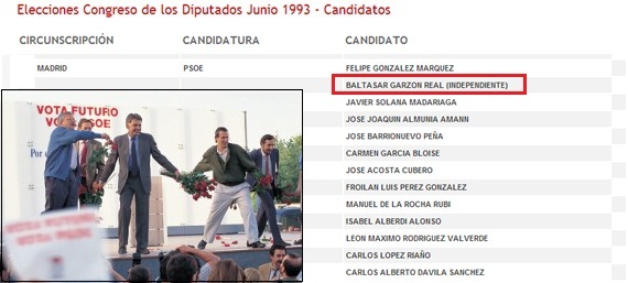 juez garzon candidadto socialista elecciones generales 1993